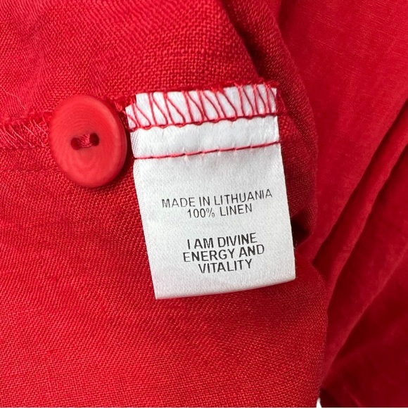 New FLAX Back Up Linen Tunic Shirt 3G 3X Cherry Red - Picture 8 of 9